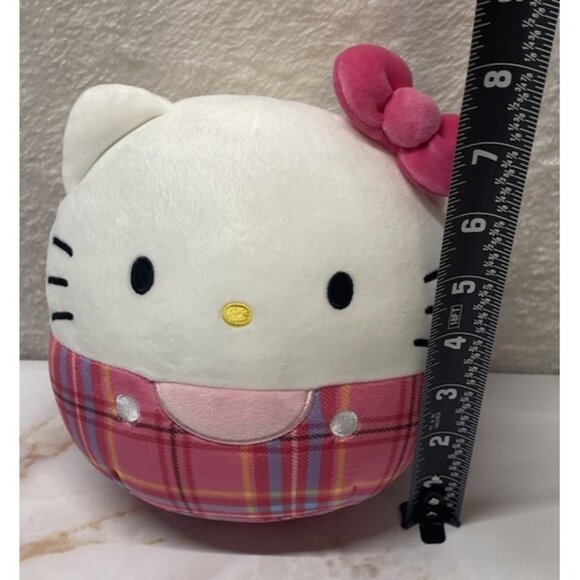 Hello Kitty Sanrio Pink Plaid Plush Kellytoy  Squishmallow Stuffed Animal Bow - Picture 7 of 7